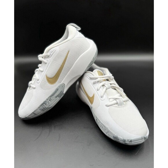 Nike Other - NEW Nike IsoFly Basketball Shoes White Metallic Gold Grey Big Kid's Size 7Y